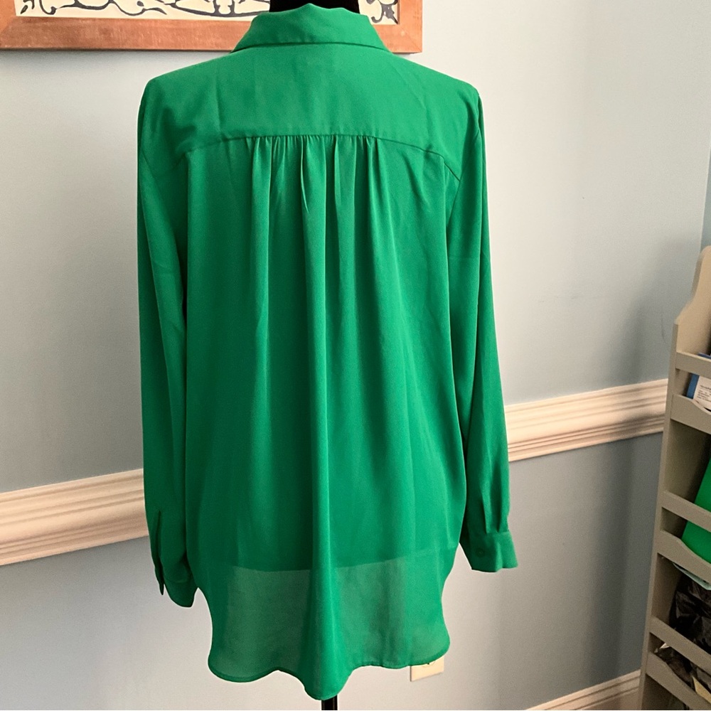 Ann Taylor Blouse Large Blouse Kelly Green Top - Picture 7 of 10
